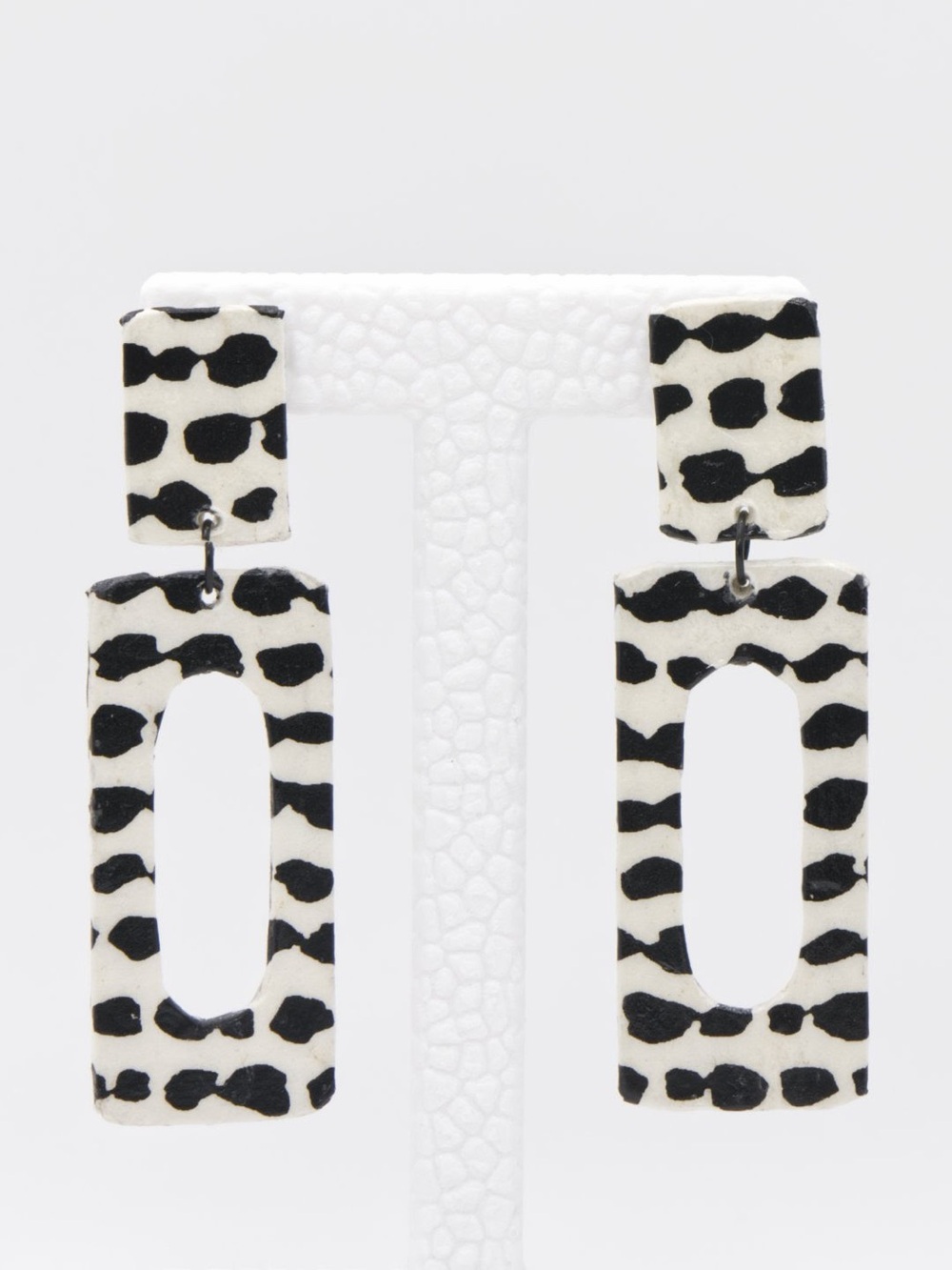 Hand Crafted Black and White Statement Earrings